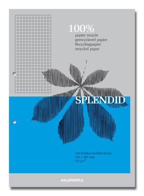 Aurora cursusblok A4 70g geruit 5x5, met marge, 100 vel