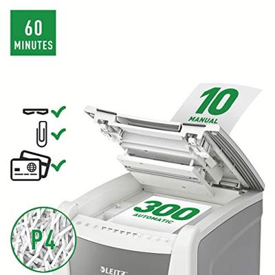 Leitz IQ Autofeed Office 300 P4 Papierversnipperaar Cross cut 4 x 30 mm 60 l Aantal bladen (max.): 300 vellen Veiligheidsniveau 4 Ook geschikt voor Paperclips,