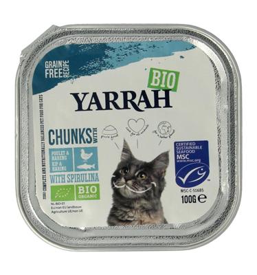 Yarrah natvoer kat kuipje Chunks graanvrij bio vis 16x100gr