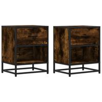 Nachtkastjes 2 st 40x31x50 cm bewerkt hout gerookt eikenkleurig - thumbnail