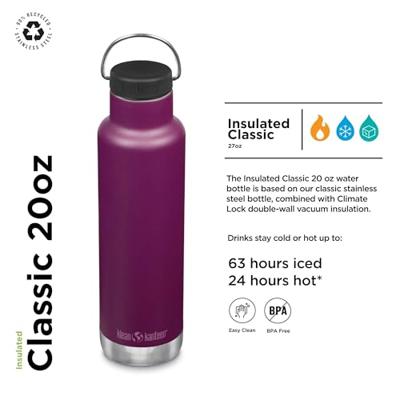 Klean Kanteen Classic 592ml/20oz + Ringdop Thermosfles Purple Potion 592ml Klean Kanteen Classic 592ml/20oz + Ringdop Thermosfles Purple Potion 592ml
