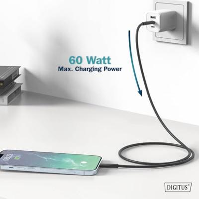 Digitus AK-600110-020-S USB-kabel USB 2.0 Apple Lightning stekker, USB-C stekker 2.00 m Zwart Flexibel, Zeer flexibel, Met USB, Silicone, Uitstekende Digitus AK-600110-020-S USB-kabel USB 2.0 Apple Lightning stekker, USB-C stekker 2.00 m Zwart Flexibel, Zeer flexibel, Met USB, Silicone, Uitstekende