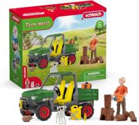 Boswachter met voertuig, Schleich-kofferbak met 1 voertuig met trieul, 1 geleed menselijk beeldje, 1 hondenbeeldje, voor kinderen - thumbnail