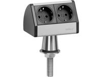 EVOline 93022055 Stekkerdoos 2-voudig Zwart, Zilver Zonder stekker 1 stuk(s) - thumbnail