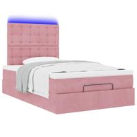 Ottoman bed met matrassen en LED's 90x200cm fluweel roze - thumbnail