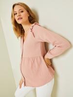 Zwangerschaps- en voedingsjurk katoengaas lichtroze - thumbnail