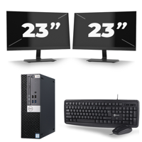 HP ProDesk 600 G4 Micro Tower - Intel Core i7-8e Generatie - 8GB RAM - 256GB SSD - Windows 11 + 2x 23 inch Monitor - thumbnail