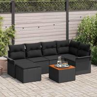 Tuinbankenset met kussen 7 pcs Zwart poly rattan - thumbnail