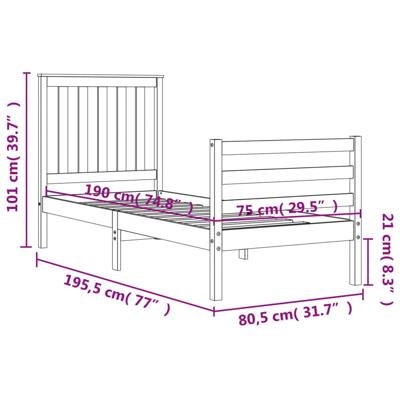 Bedframe met hoofdbord massief hout
