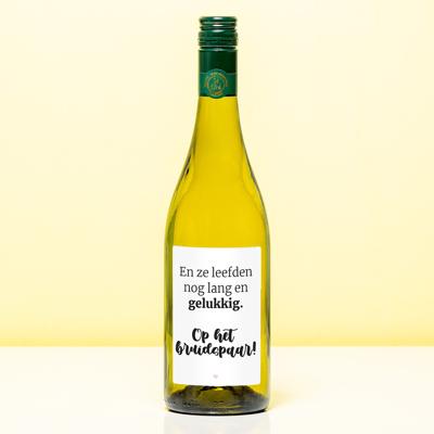 Wijnfles Op Het Bruidspaar - Wit (Sauvignon Blanc)