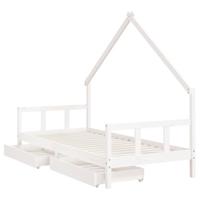 Kinderbedframe met lades 90x200 cm massief grenenhout wit - thumbnail