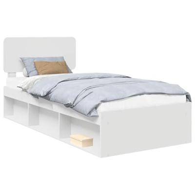 Bedframe met hoofdeinde Wit 90 x 190 cm Massief grenenhout