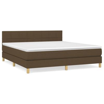 Boxspring met matras stof donkerbruin 200x200 cm - thumbnail