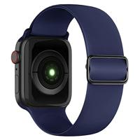 By Qubix - Elastische Solo Loop bandje - Donkerblauw - Compatible met Apple Watch 38mm / 40mm / 41mm / 42mm - Compatible Apple watch bandjes - thumbnail