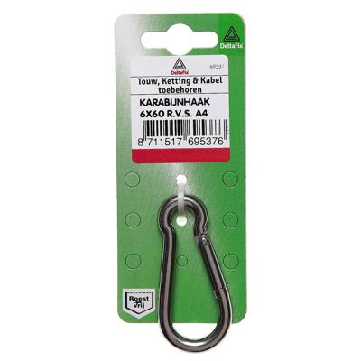 Karabijnhaak 4x40mm rvs Deltafix - Deltafix Karabijnhaak 4x40mm rvs Deltafix - Deltafix