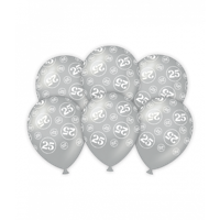 Latexballonnen zilver 25-jarig jubileum (6st) - thumbnail