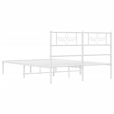 Bedframe met hoofdbord metaal wit 140x200 cm