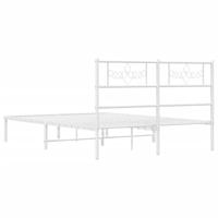 Bedframe met hoofdbord metaal wit 140x200 cm - thumbnail