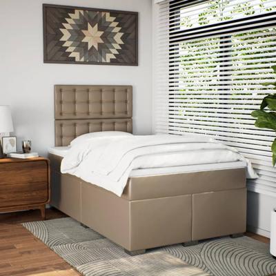 Boxspringbed met matras kunstleer cappuccinokleurig 120x190 cm - thumbnail