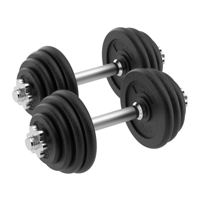 Verstelbare dumbbellset - Focus Fitness - 2 x 14 kg - Gietijzer