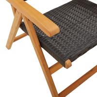 Tuinstoelen 8 st verstelbaar poly rattan en massief hout zwart - thumbnail