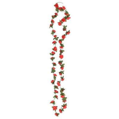 VidaXL Kerstslingers met bloemen 6 st 240 cm rood