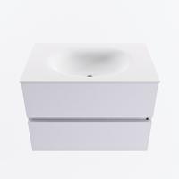 MONDIAZ VICA 70cm badmeubel onderkast Cale 2 lades. Wastafel MOON midden 1 kraangat, kleur Talc. - thumbnail
