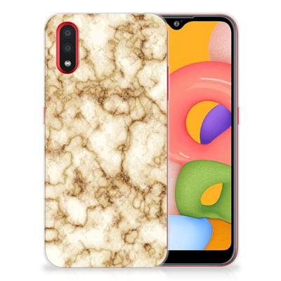 Samsung Galaxy A01 | TPU | Siliconen hoesje | Marmer Goud Samsung Galaxy A01 | TPU | Siliconen hoesje | Marmer Goud