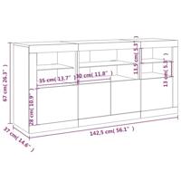 Dressoir met LED-verlichting 142,5x37x67 cm betongrijs - thumbnail