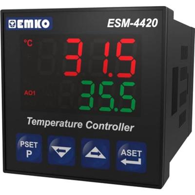 Emko ESM-4420 2-punt, P, PI, PD, PID Temperatuurregelaar J, K, R, S, T, Pt100 -200 tot 1700 °C Relais 5 A, SSR (l x b x h) 95 x 48 x 48 mm Emko ESM-4420 2-punt, P, PI, PD, PID Temperatuurregelaar J, K, R, S, T, Pt100 -200 tot 1700 °C Relais 5 A, SSR (l x b x h) 95 x 48 x 48 mm