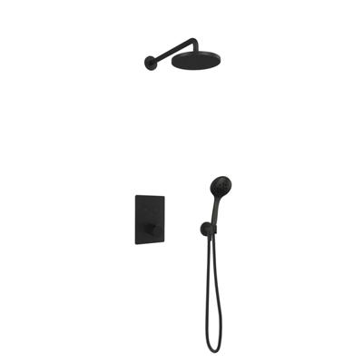 Hotbath Get Together doucheset met 2 pushbuttons vierkant met 3 standen-handdouche, 20 cm hoofddouche, mat zwart