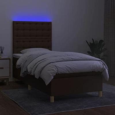 Boxspring met matras en LED stof donkerbruin 80x200 cm