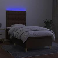 Boxspring met matras en LED stof donkerbruin 80x200 cm - thumbnail