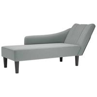 Chaise longue met rechterarmleuning stof lichtgrijs - thumbnail