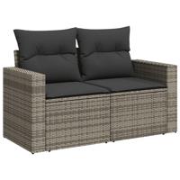 10-delige Loungeset met kussens poly rattan grijs - thumbnail