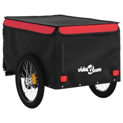 Fietstrailer 45 kg ijzer zwart en rood - thumbnail