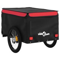 VidaXL Fietstrailer 45 kg ijzer zwart en rood - thumbnail