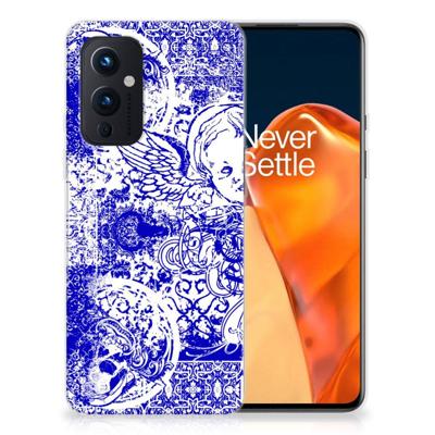 Silicone Back Case OnePlus 9 Angel Skull Blauw Silicone Back Case OnePlus 9 Angel Skull Blauw