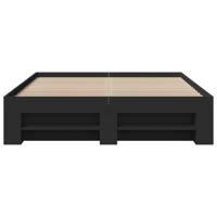 Bedframe bewerkt hout zwart 140x190 cm - thumbnail