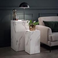 Artistiq Bijzettafel 'Christana' Set van 2 stuks, kleur Wit marmerlook - thumbnail