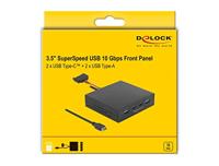 Delock 64057 3,5 USB 3.2 Gen 2 voorpaneel 2 x USB Type-C + 2 x USB Type-A - thumbnail