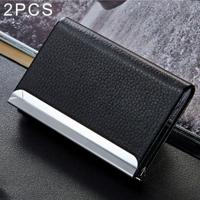 2 PC's Lichi textuur visitekaartje houder Credit Card ID Case Holder(Black) - thumbnail