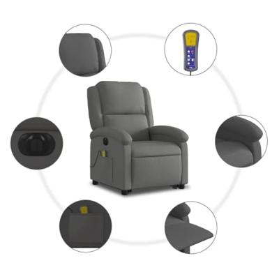 Sta-op-massagestoel elektrisch echt leer grijs