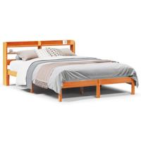 Bedframe met hoofdbord massief grenenhout wasbruin 120x200 cm - thumbnail