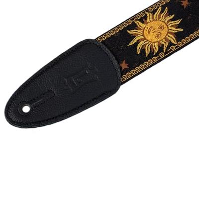 Levys Leathers MPJG-SUN-BLK geweven gitaarband met print - zwart met zon