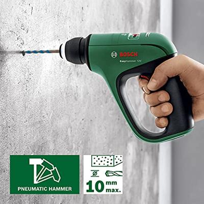 Bosch Groen EasyHammer 12V Accu Boorhamer | 0,5 J | Incl 2 boren en 6 lange bits | In doos - 06039D0000