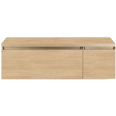 Frozen Badmeubelset 140 cm - Greeplijst in Kleur - Wastafel Onderkast met Bovenblad Casella Oak