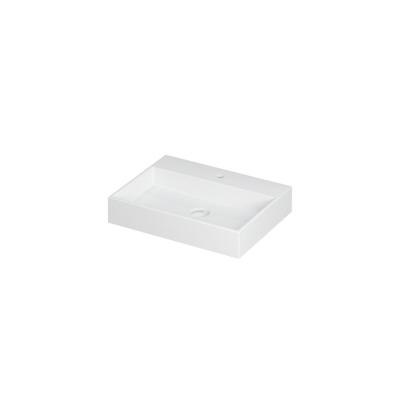 INK United Wastafel Porselein met 1 Kraangat incl. Porseleinen Click Plug en Verborgen Overloop Systeem - 600x450x110 mm - Mat Wit