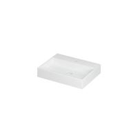 INK United Wastafel Porselein met 1 Kraangat incl. Porseleinen Click Plug en Verborgen Overloop Systeem - 600x450x110 mm - Mat Wit - thumbnail