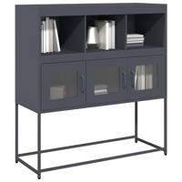 Dressoir 100,5x39x107 cm koudgewalst staal antracietkleurig - thumbnail